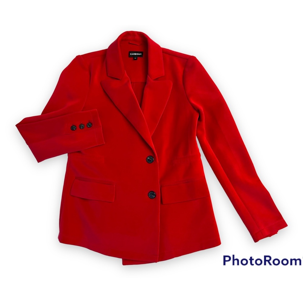 [CARBON38] - Reverse Neoprene Blazer In Carbon Red- XS
